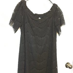 Black lace off the shoulder dress